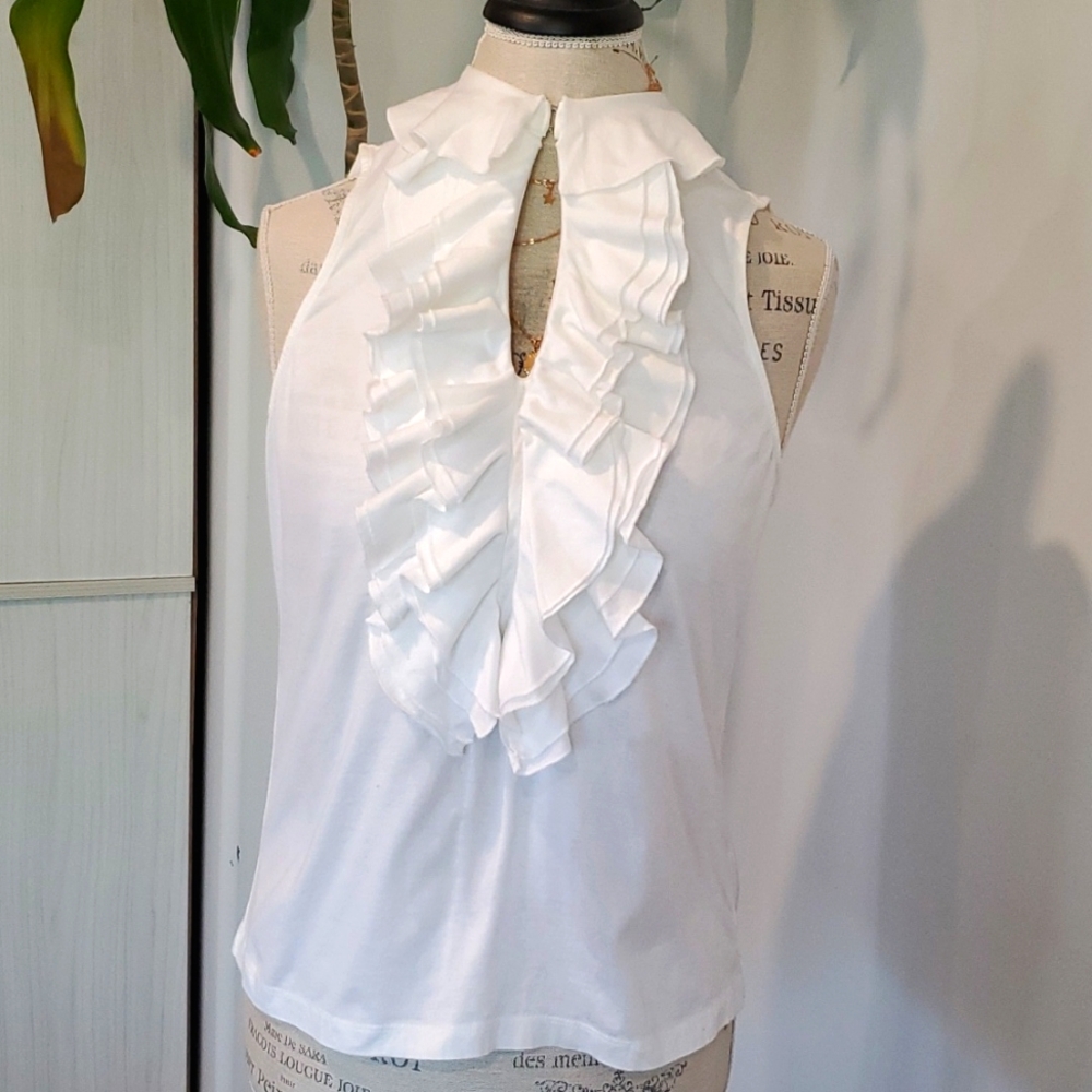 Lauren Ralph Lauren White Ruffled Halter Top